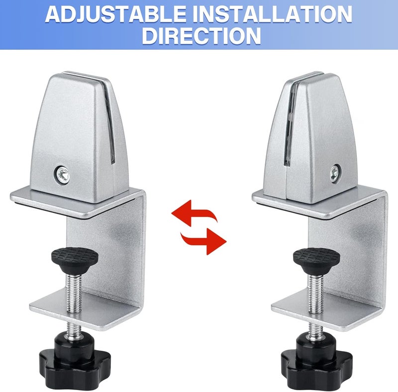 First-zgel 2 Packs Sneeze Guard Support, Aluminum Adjustable Partition Clamp, Acrylic Desk Divider Support, Desk Shield Clamp Privacy Panel for Counter - Image 4